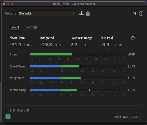 Loudness Meter là công cụ đo âm lượng mới trong Premiere Pro 15.2