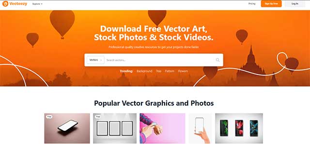 Giao diện đơn giản và dễ sử dụng của Vecteezy 