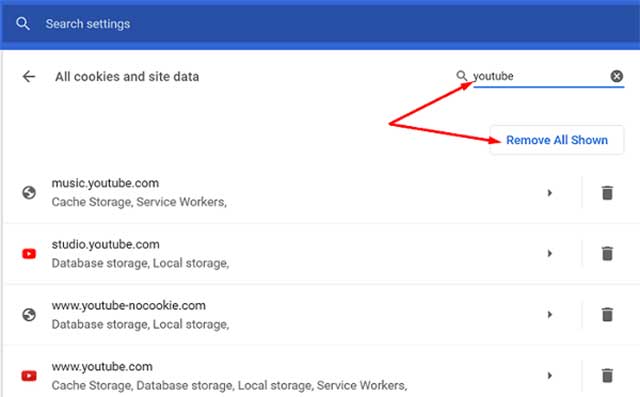 Nhấn Xóa tất cả được hiển thị (Remove All Shown)