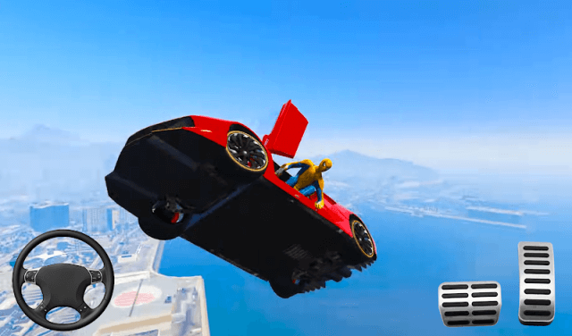 Lái chiếc ô tô yêu thích và bay trong không trung ngoạn mục trong game Superhero Car Stunts