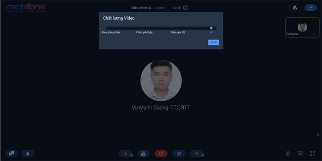 Giao diện họp trực tuyến trên MobiFone Meeting 