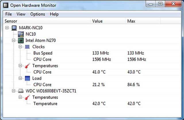 Open Hardware Monitor giúp theo dõi và giám sát phần cứng máy tính