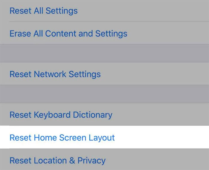 Reset bố cục màn hình giúp bắt đầu lại việc sắp xếp các ứng dụng