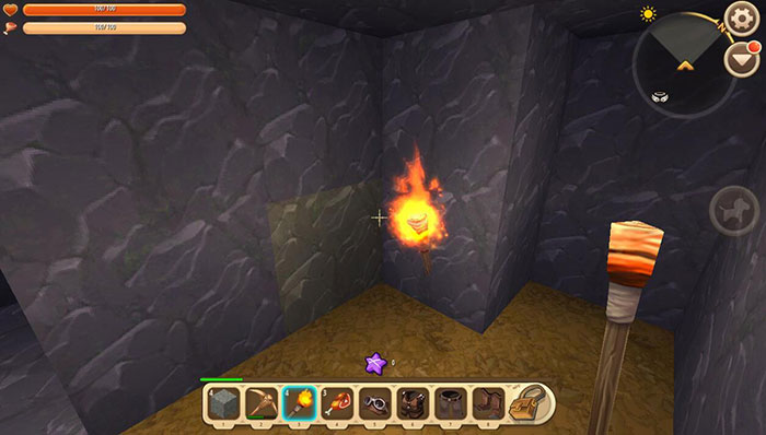 Đuốc là dụng cụ quan trọng để quái vật không tìm thầy người chơi trong hang động