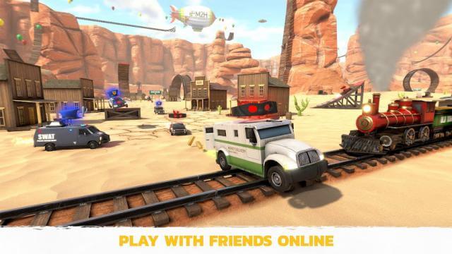 Chơi cùng bạn bè trực tuyến và tham gia các cuộc đua vui nhộn trong game Crash Drive 3