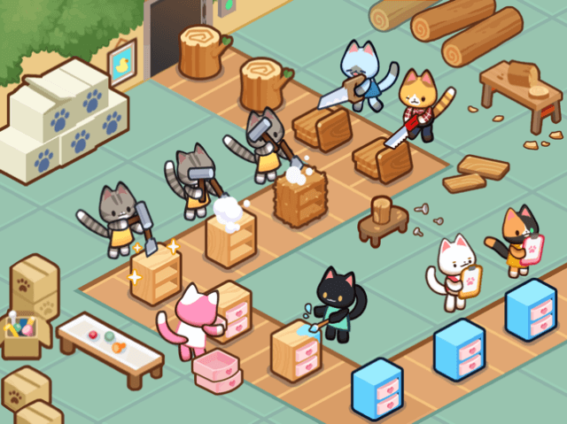 Làm việc cùng những thợ thủ công mèo dễ thương