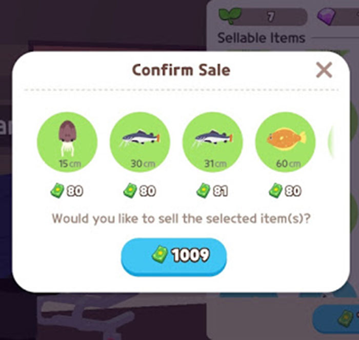 Bán cá giúp người chơi kiếm thêm tiền để mua sắm nhiều vật phẩm