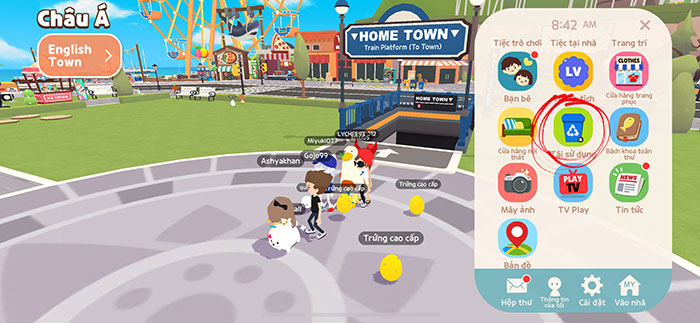 Chọn biểu tượng thùng rác để bắt đầu tái chế