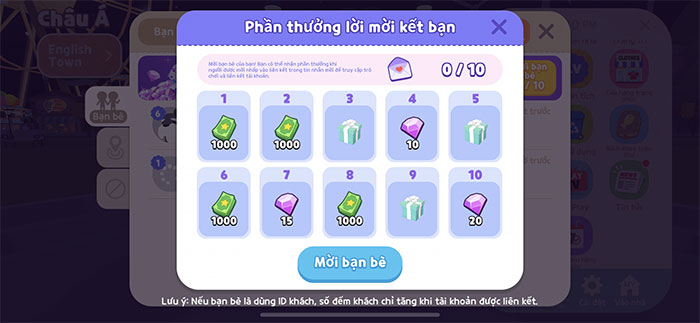 Với mỗi người bạn mời thành công, người chơi có thể nhận được những món quà hấp dẫn