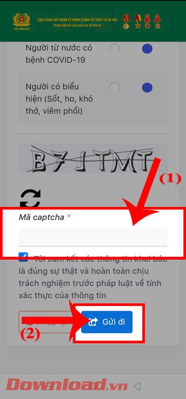 Nhập mã xác nhận