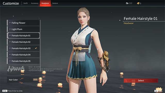 Ấn tùy chọn Customize để thay đổi kiểu tóc cho nhân vật