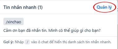 Quản lý tin nhắn nhanh