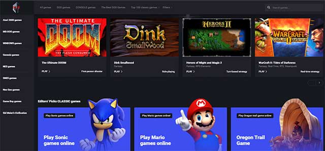 Play Classic Games (playclassic.games) là web chơi game cổ điển online