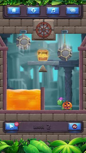 Giúp chú rùa đến được nơi để hòm vàng an toàn trong game Turtle Puzzle 