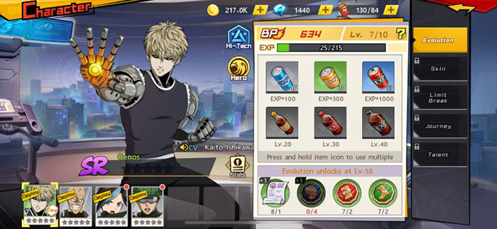 Nâng cấp nhân vật giúp tăng sức mạnh chiến đấu