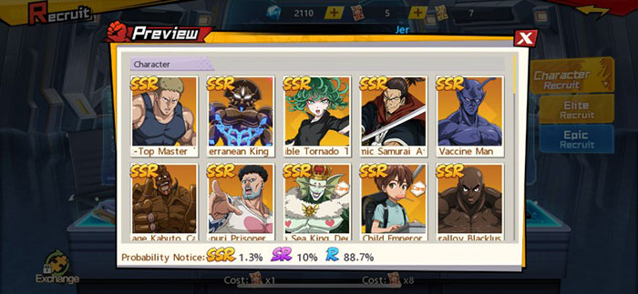 Các nhân vật cấp SSR trong ONE PUNCH MAN: The Strongest