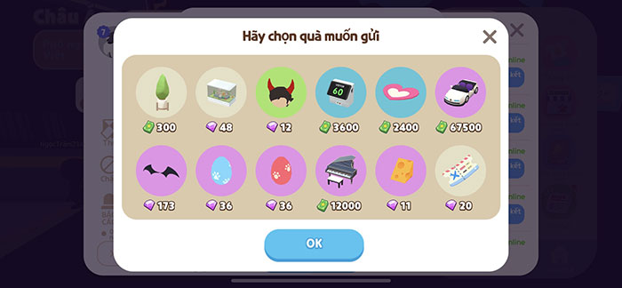 Những phần quà mọi người có thể gửi cho bạn bè của mình trong Play Together