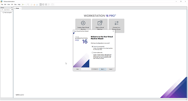 Giao diện VMware Workstation Pro 16