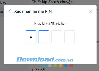 Nhập lại mã pin