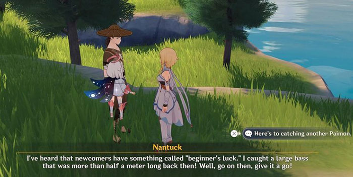 Nói chuyện với Nantuck để có được công thức và cách sử dụng mồi câu cá