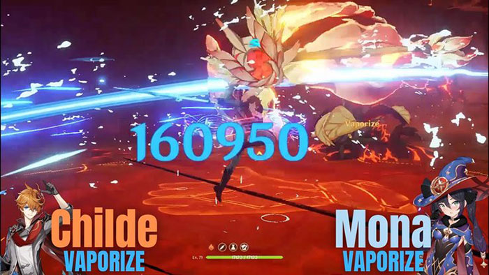 Các vụ nổ nguyên tố của Childe và Mora tác dụng Hydro lên những kẻ thù trên AoE lớn nhất.