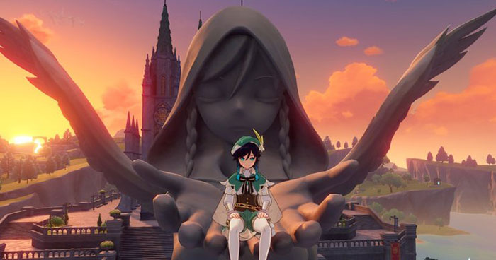 Người chơi có thể phát hiện ra Celestia từ Tượng Mondstadt.