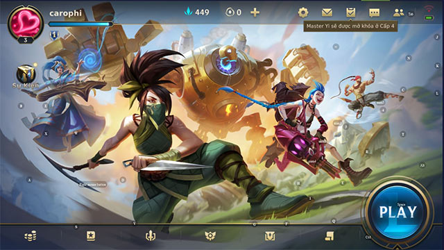 Giao diện chơi game mobile trên NoxPlayer app