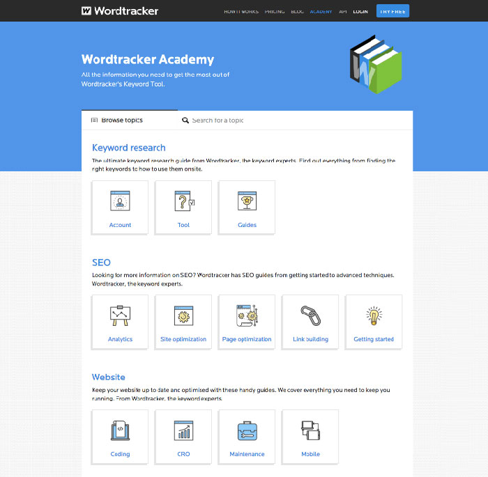 Wordtracker mang đến các hướng dẫn chuyên môn SEO về 7 danh mục