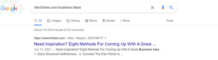 Gõ nội dung kèm theo tên trang web cần tìm giúp tối ưu hóa kết quả