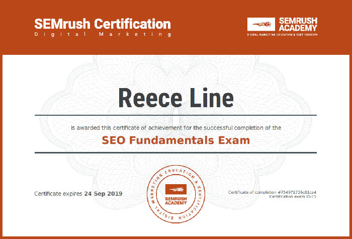 Chứng chỉ SEO của SEMrush cung cấp