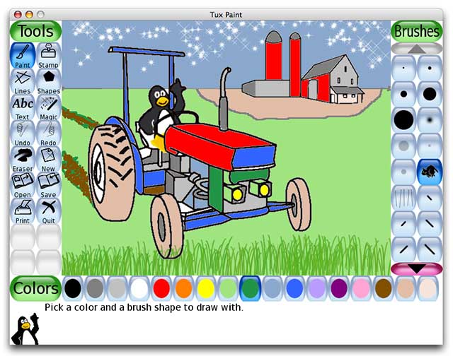 Tux Paint cho Mac là phần mềm đồ họa raster dành cho trẻ nhỏ