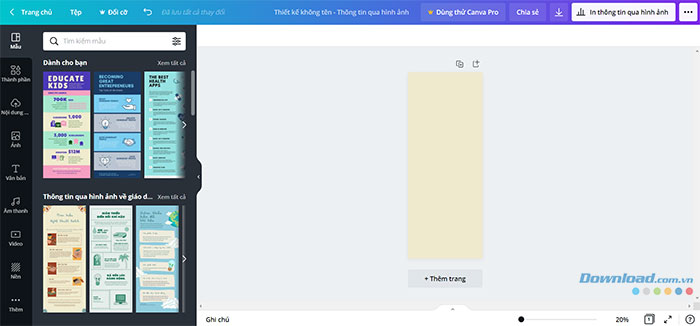 Canva có rất nhiều mẫu infographic theo chủ đề để người dùng lựa chọn