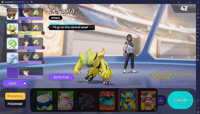 Giao diện sảnh đợi của Pokémon Unite