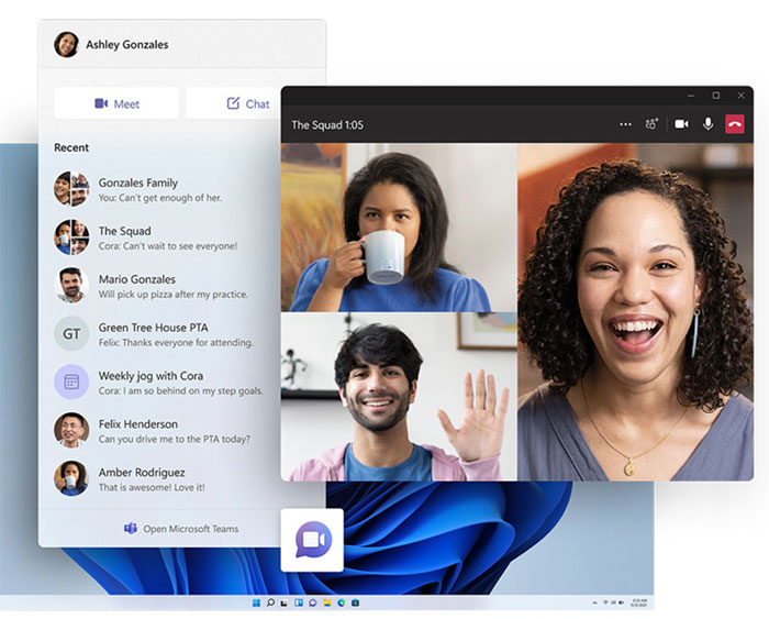 Windows 11 tích hợp sẵn Microsoft Teams giúp việc học tập và làm việc trực tuyến thuận tiện hơn