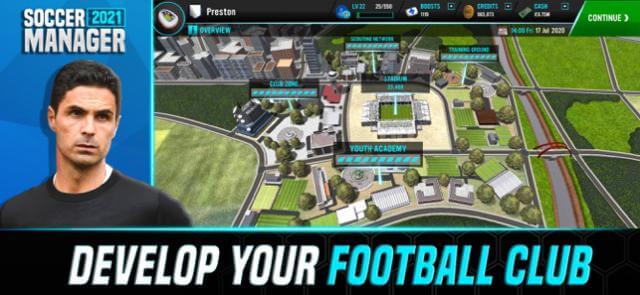 Phát triển câu lạc bộ bóng đá của bạn trong game Soccer Manager 2021