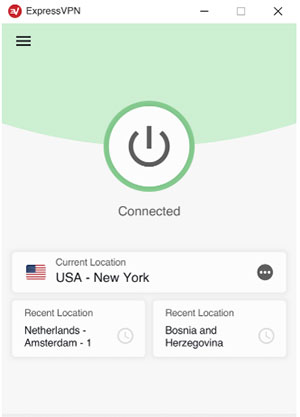 Giao diện của ExpressVPN trên thiết bị điện thoại