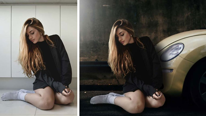 Hình ảnh trước và sau khi chèn ảnh nền