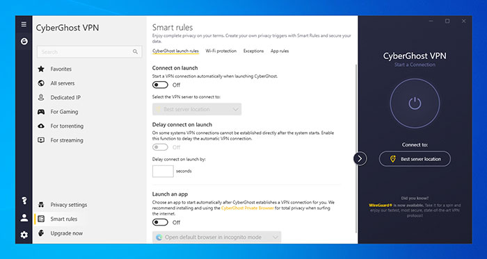 Giao diện của CyberGhost VPN