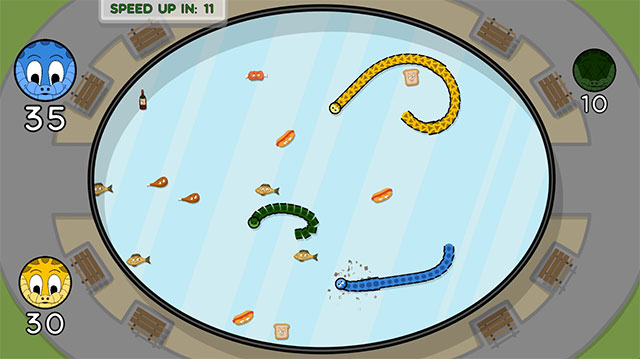 Săn mồi để kéo dài cơ thể và chống lại những con rắn khác trên đấu trường Battle Snakes