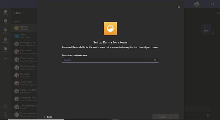 Karma trong Microsoft Teams sẽ giúp chia sẻ lời khen ngợi với các đồng nghiệp