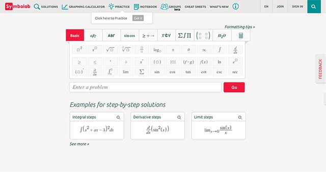 ymbolab web tích hợp vô số máy tính thông minh để giải quyết mọi vấn đề toán học