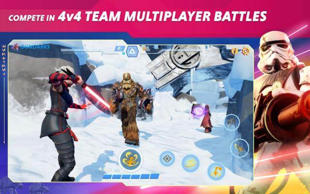 Cạnh tranh trong các trận chiến tổ đội 4v4 trong đấu trường của Star Wars: Hunters