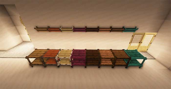 Racks Mod 1.16.5 sẽ thêm vào Minecraft nhiều kệ đựng đồ đầy màu sắc