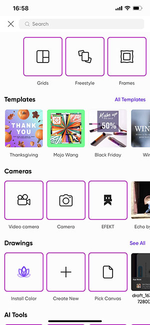 Giao diện của Picsart
