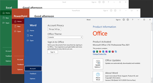 Giao diện Office 2021 trực quan và hiện đại hơn