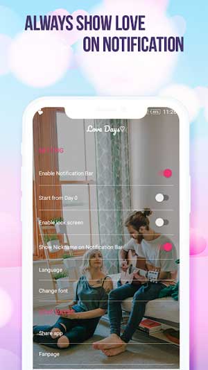 Giao diện của LoveDays Counter