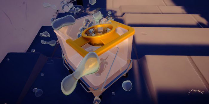 Di chuyển xô trên cầu thang đòi hỏi kỹ năng điêu luyện của người chơi để không bị đổ nước