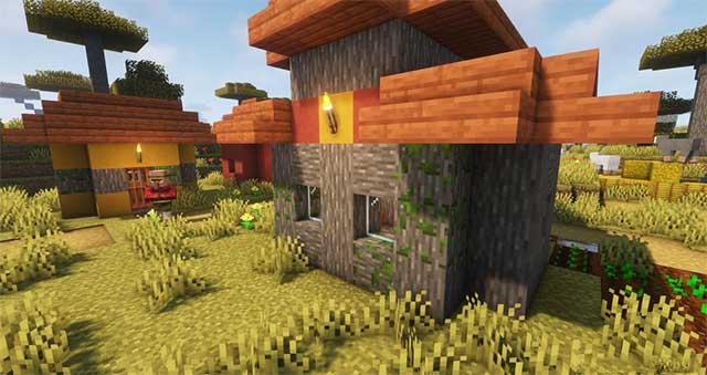 Những ngôi nhà trở nên cổ kính hơn rất nhiều với màu xanh rêu bắt mắt và độc đáo