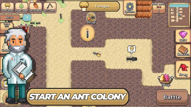 Điều khiển đàn kiến thu thập tài nguyên về xây tổ trong game Pocket Ants