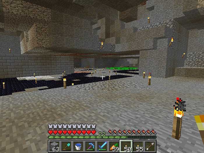 Thắp sáng hang động để các mob không xuất hiện